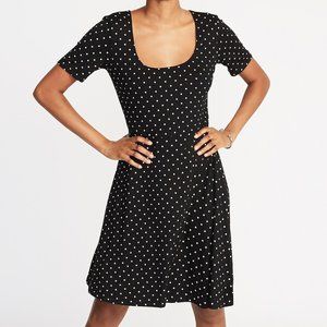 Black dress with white polka dots